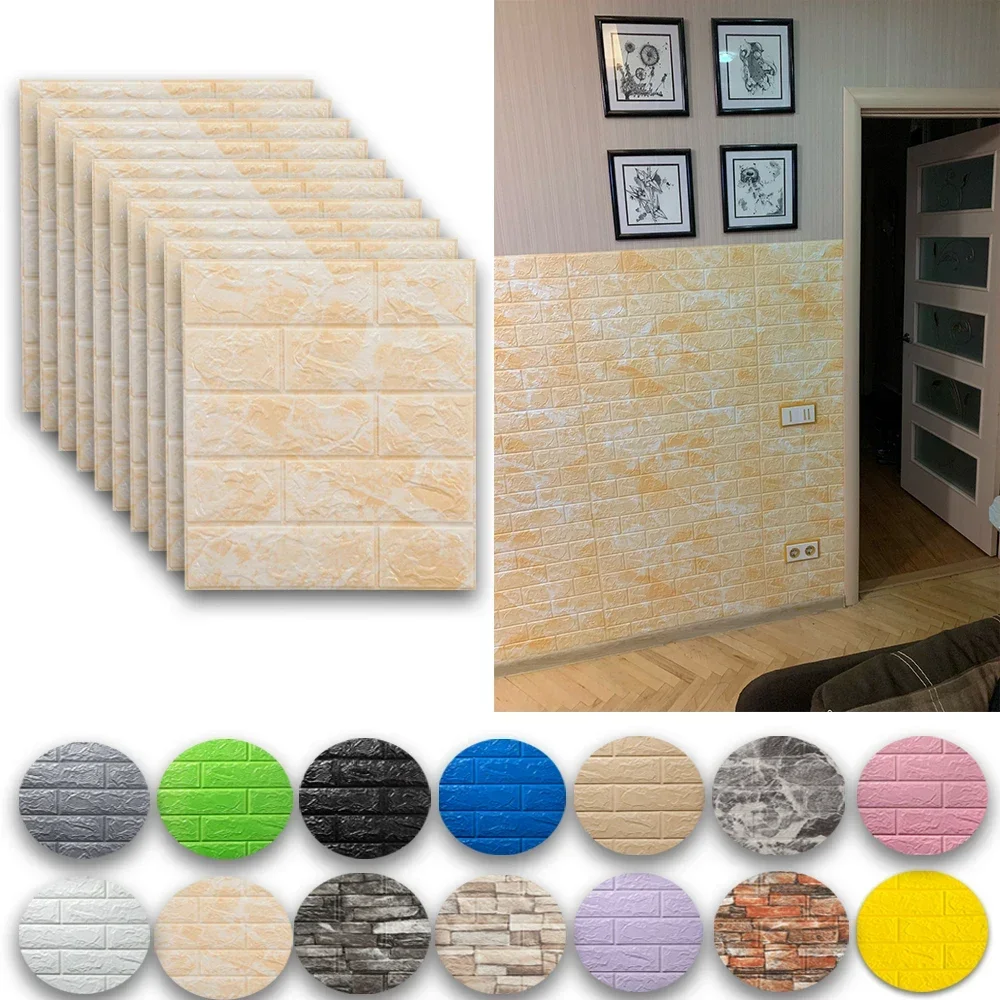 Moisture Proof Waterproof 3D Foam Wall Stickers Self Adhesive Wallpaper Panels for Living Room Bedroom Bathroom Home Decoration