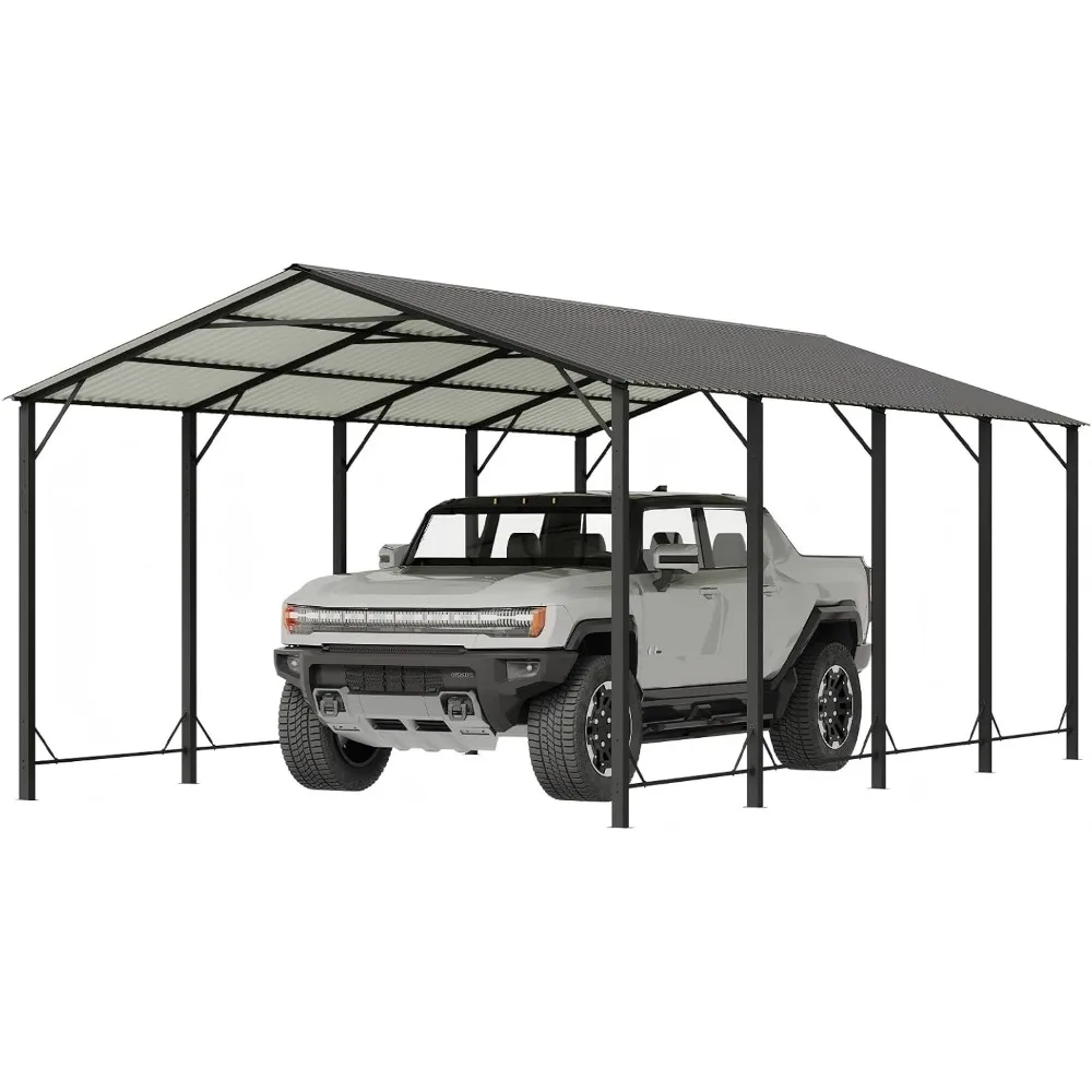 

12x20 Ft Metal Carport, Heavy-duty Carport with Reinforced Frame and Enhanced Base