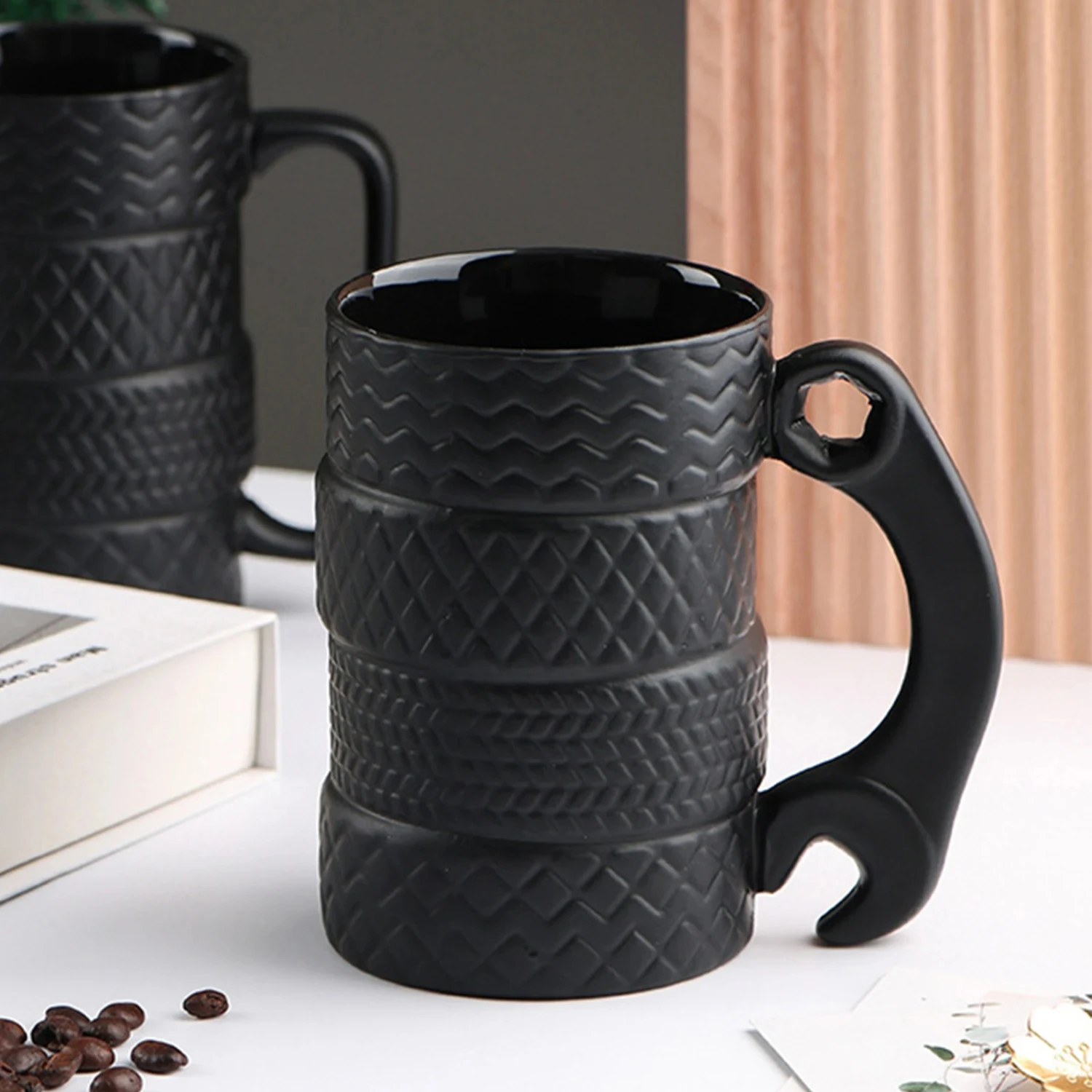 Tire Coffee Mug  Men Comfortable Handle Drinkware Collections Birthday Gift Breakfast Cup Funny Novelty Mug Ceramic Cup