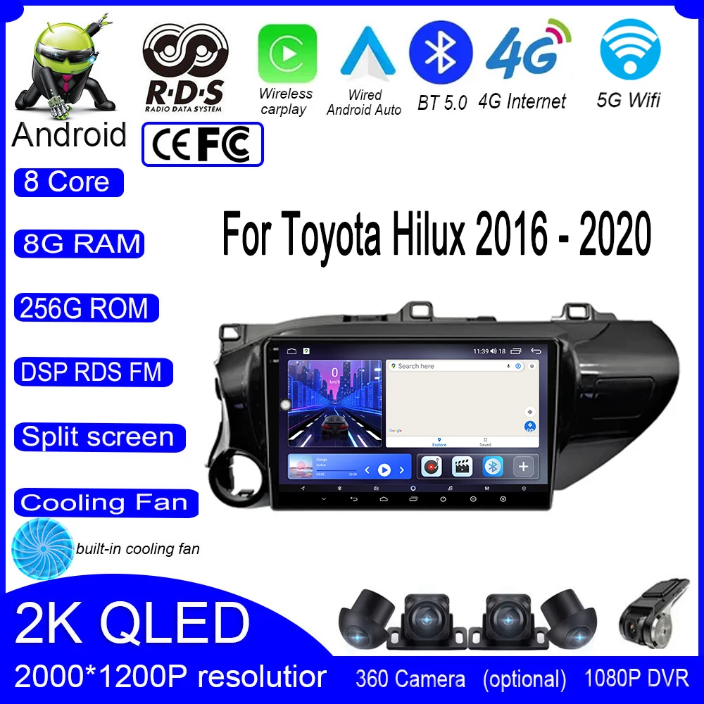 

10.1 Inch For Toyota Hilux 2016 - 2020 DSP Android 14 Car Radio Multimedia Video Player Navigation Stereo GPS 4G Monitor