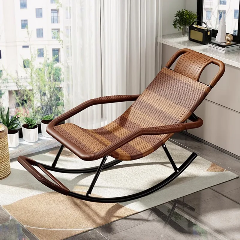 Rocking Armchair Chairs Wood Nordic Adults Designer Rattan Chairs Modern Recliner Articulos Para El Hogar Furniture Living Room