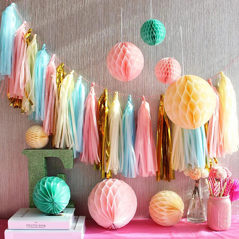 

Colorful Paper Tassel Wedding Decoration 35cm Tassel Curtain Children's Birthday Party Background Decoration Tassel Room Decor