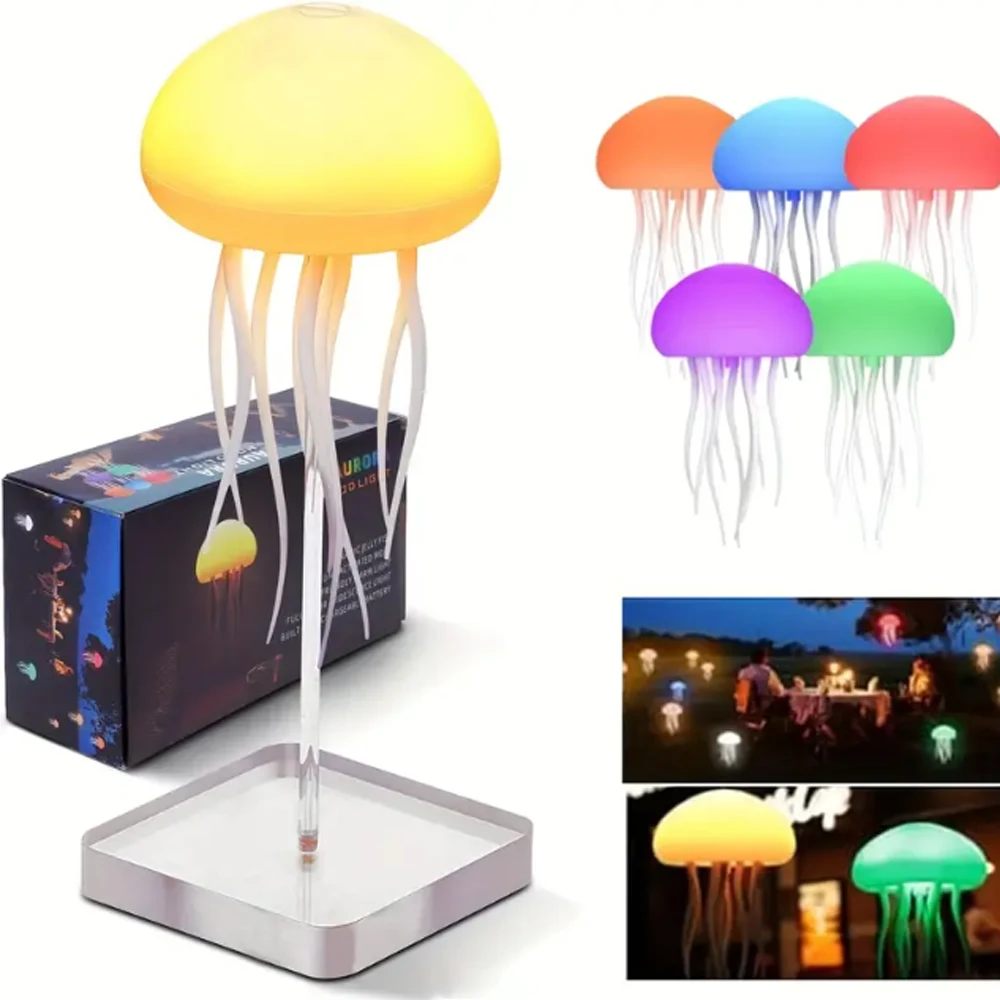 

Cartoon Dancing Jellyfish Night Light RGB Gradient Cute Jellyfish Bedside Lamp Voice Control Type-C Charging LED Night Lamp