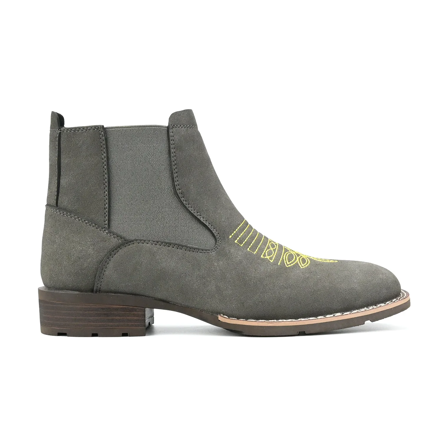 Retro Chelsea Boots Men Shoes PU Brown Embroidery Business Casual British Style Street Urban Wear Classic Black Ankle Boots