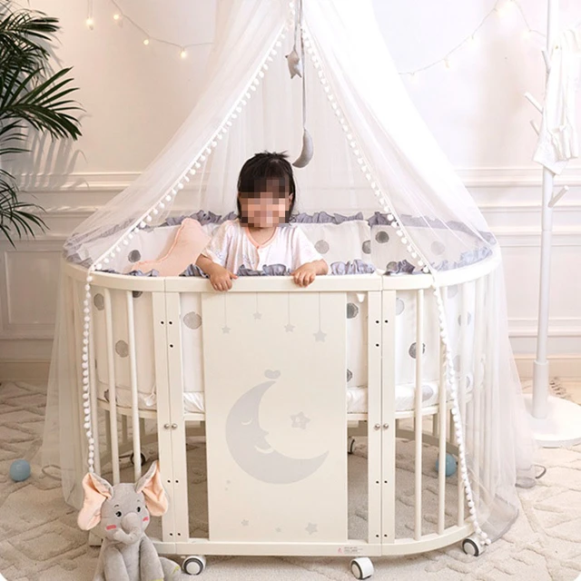 Customize European Style Solid Wood Crib Movable Cradle Bed Multifunctional Splicing Beds Baby Round Cribs For Children s Instrument Parts Accessories AliExpress