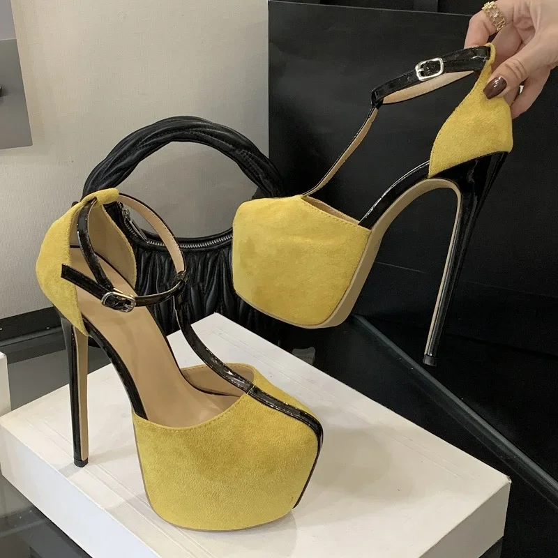 

Aneikeh/Модные женские туфли-лодочки на платформе с круглым носком и пряжкой на ремешке, сандалии на тонком высоком каблуке, вечерние стриптизерши для ночного клуба, женская обувь