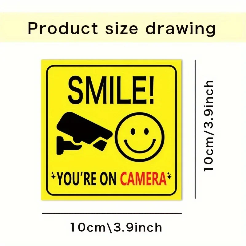 5pcs Car Styling Warning Smile Logo You're On Camera Cartoon PVC Painting Car Body Decal Waterproof Car Sticker Pattern Vinyl