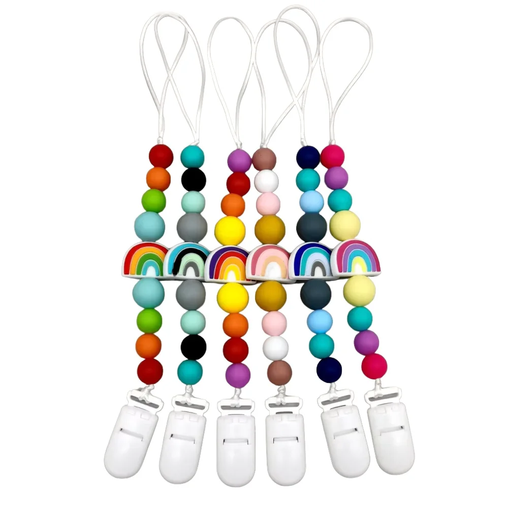 

Зажимы для соски на радужную тематику ярких цветов, держатель для детской соски, очаровательный практичный дизайн для младенцев