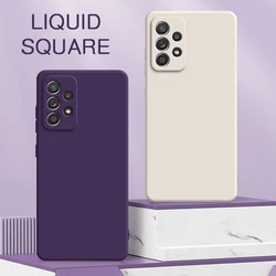 Original Square Liquid Silicone Cases for Samsung Galaxy A22 A32 A42 A52 A52S A72 5G 360 Protective Soft Shockproof Phone Covers