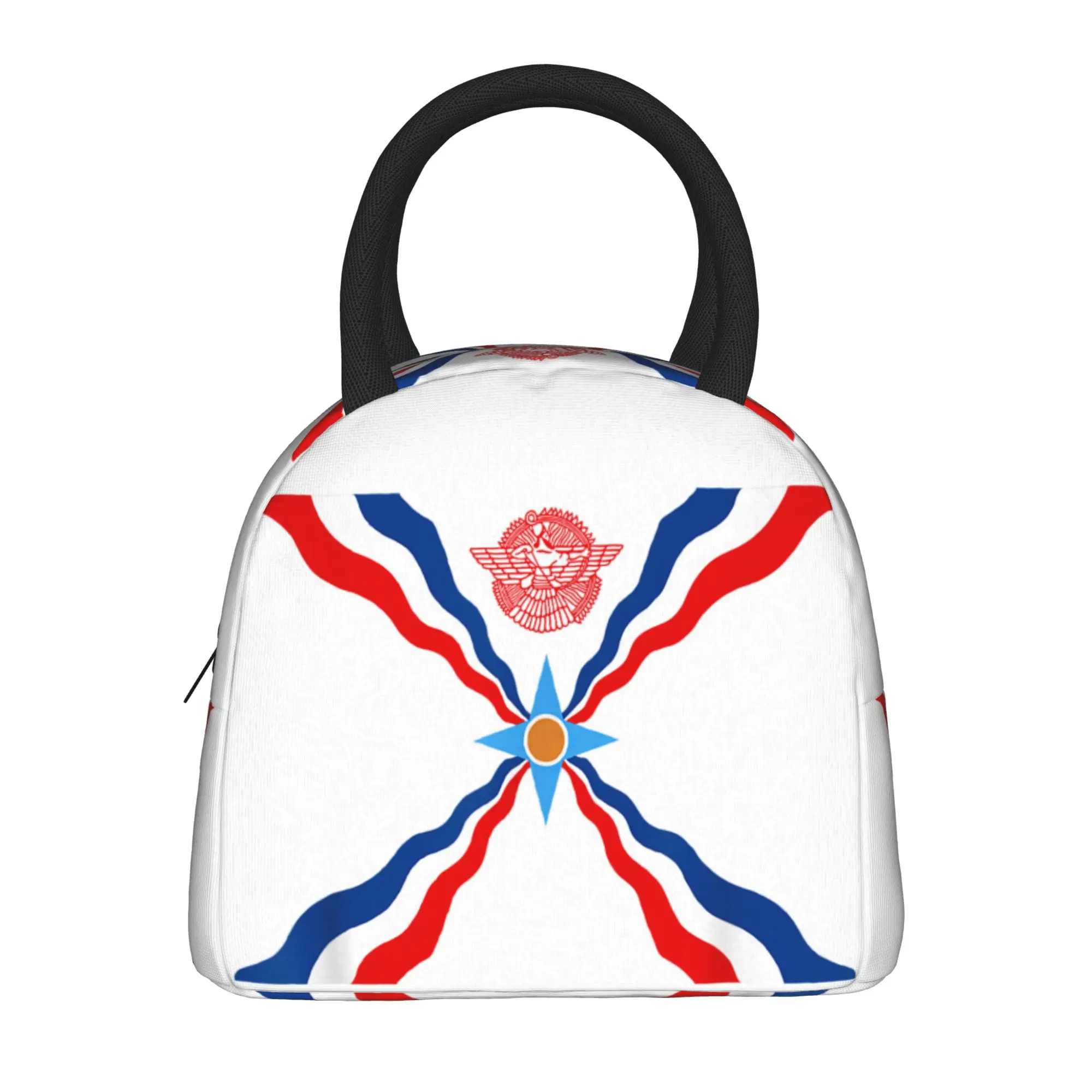 Assyrian  Assyrian Flag Lunch Bag  Kawaii Lunch Box For Girls Picnic Portable Insulated Cooler Bag Oxford Print Tote Food Bags