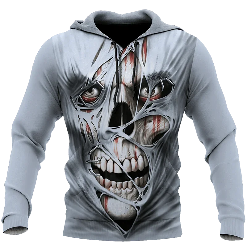 

Men's 3D Full Print Fashionable Pullover Suitable For Both Men Women Casual Street Wear Skull Pattern New Hooded Sweatshirt