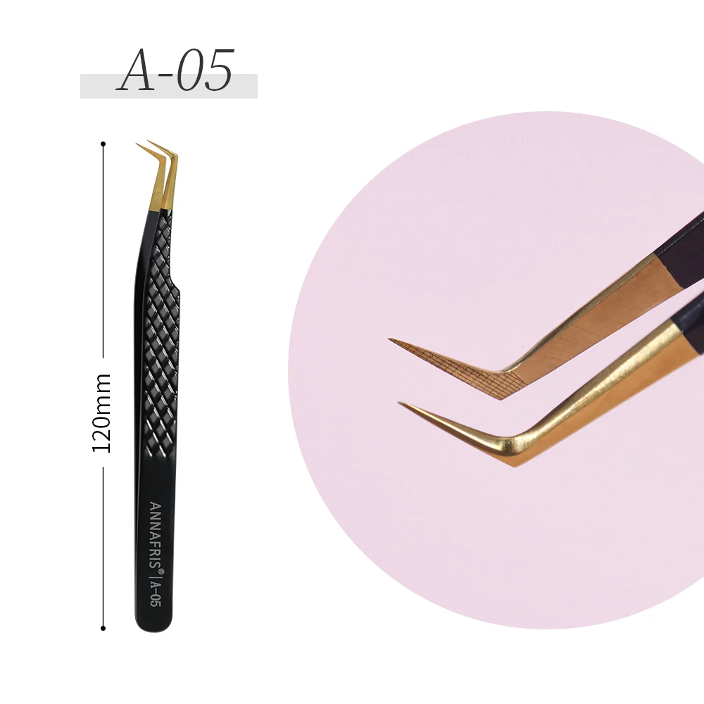 ANNAFRIS High-end Fiber Tip Lash Pincet Roestvrij Staal Rechte Kop Gebogen Tip Wimper Extension Pincet Makeup Tools