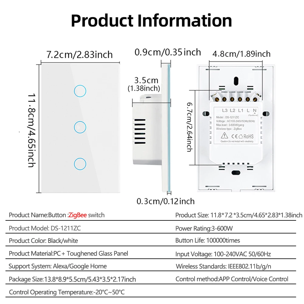 Picture 7: Tuya Zigbee Smart Switch US Standard Single Fire Zero Fire Universal APP Remote Voice Control Timing Scene