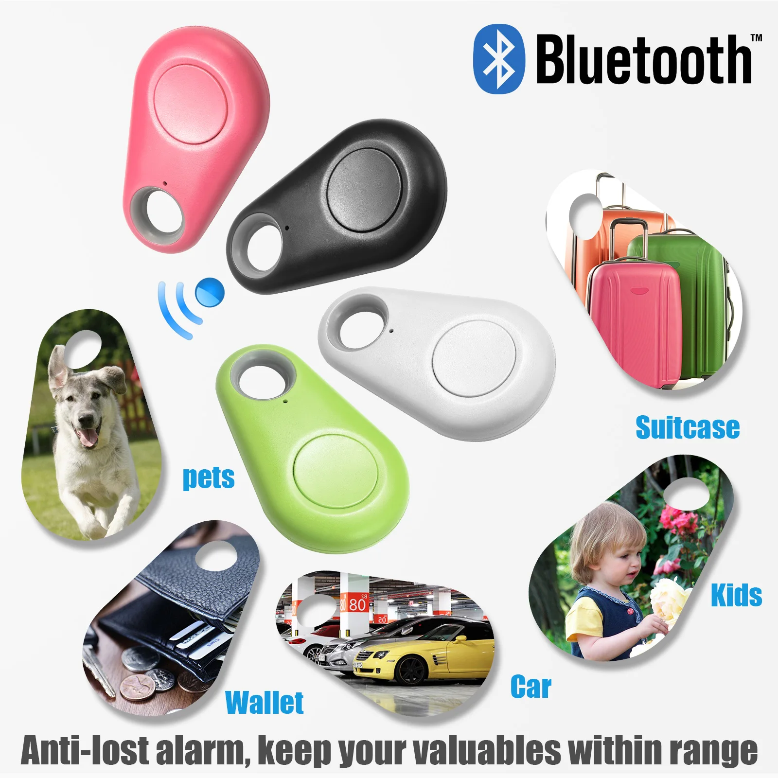 2/4pcs Mini Item Finder Smart Dog Pets Bluetooth GPS Tracker Anti-lost Device Alarm Tag Child Bag Wallet Key Finder Locator