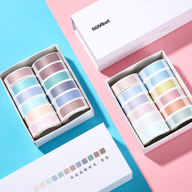 NIIMBOT D11/D110/D101/H1 Thermal Label Printer Morandi Gift Box Sticker Set White Self-adhesive Label Paper Rolls