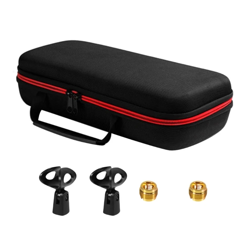 Estuche almacenamiento para micrófono inalámbrico Estuche viaje con adaptador soporte para micrófono