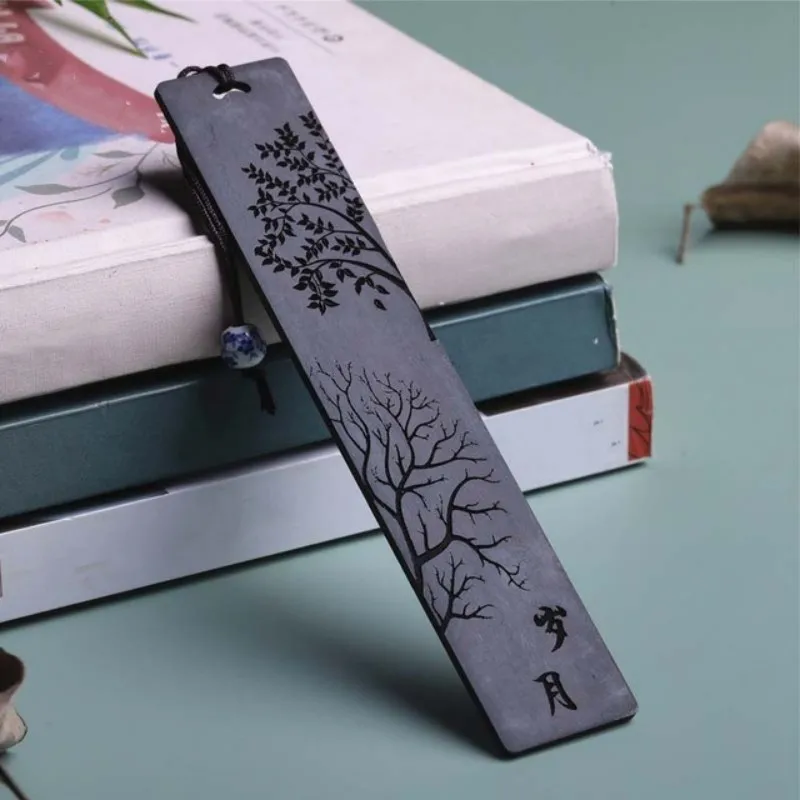 2Pcs Chinese Retro Mahogany Bookmark Creative Carving Nostalgia Book Clip Students Reading Accessories School Stationery Supply