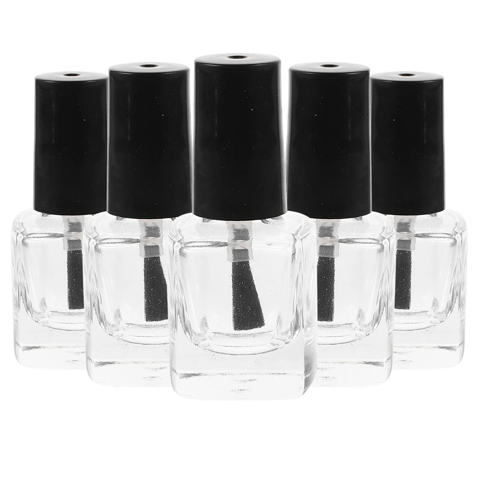 5Pcs 5Ml Empty Nail Polish Bottles with Brush Square Clear Glass Containers Spillproof Small Size Lightweight Travel Friendly