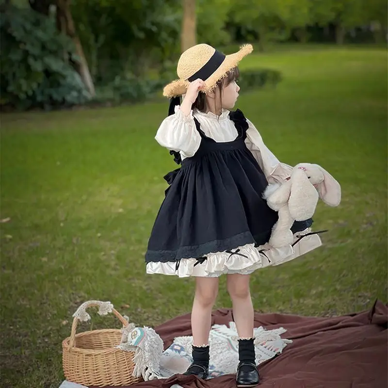 Children Princess Dress 2024 New Girls Spring and Autumn Two Piece Set Fashionable Children Lolita Dress