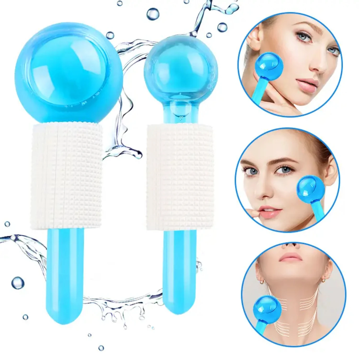 Gloeiend met deze verfrissende en verkoelende gezichtsgereedschapset - Ice Face Roller Massager en koude globes voor gezichtsbehandelingen, huidverzorging