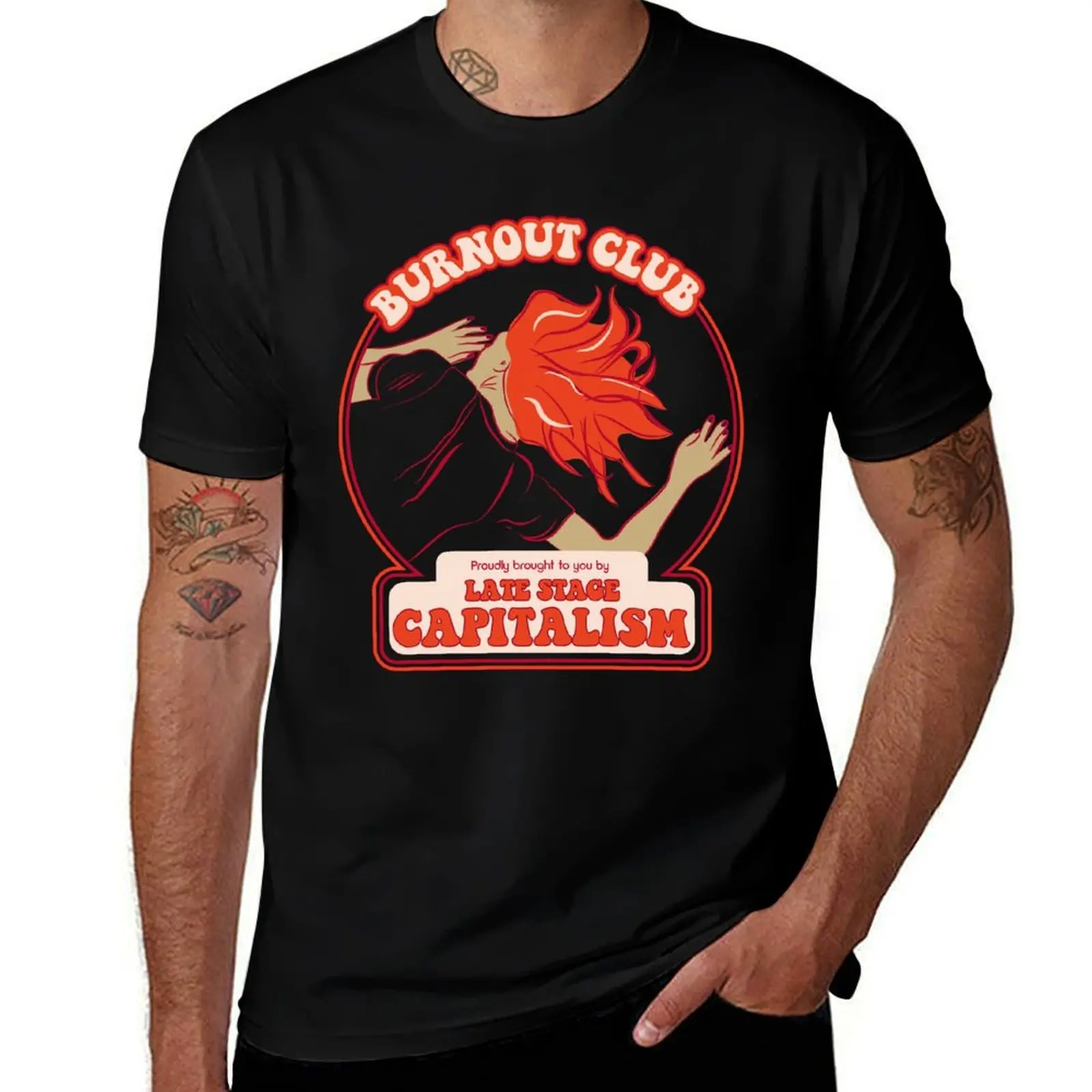 

Burnout Club proudly brought to you by Late Stage Capitalism - Retro Snark T-Shirt blue lock Funny t-shirts t shirts men
