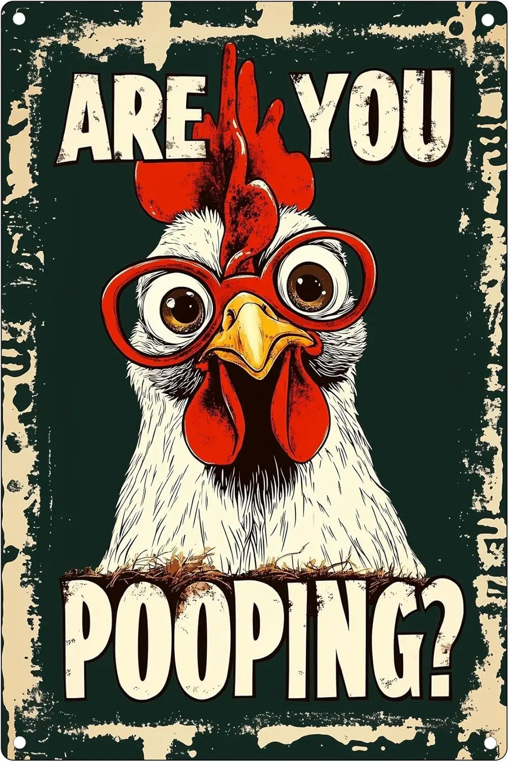 „Are You Pooping“-Schild, „Are You Pooping Chicken“-Schild, lustiges Badezimmerschild, Vintage lustiges Metall-Blechschild, Badezimmer-Wanddekoration für Zuhause