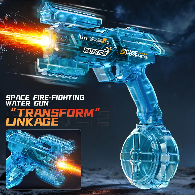 Space Electric Water Gun - Energy Ring Burst Transformation LED Lights Large Capacity Full Auto Beach Outdoor Entertainment Toy