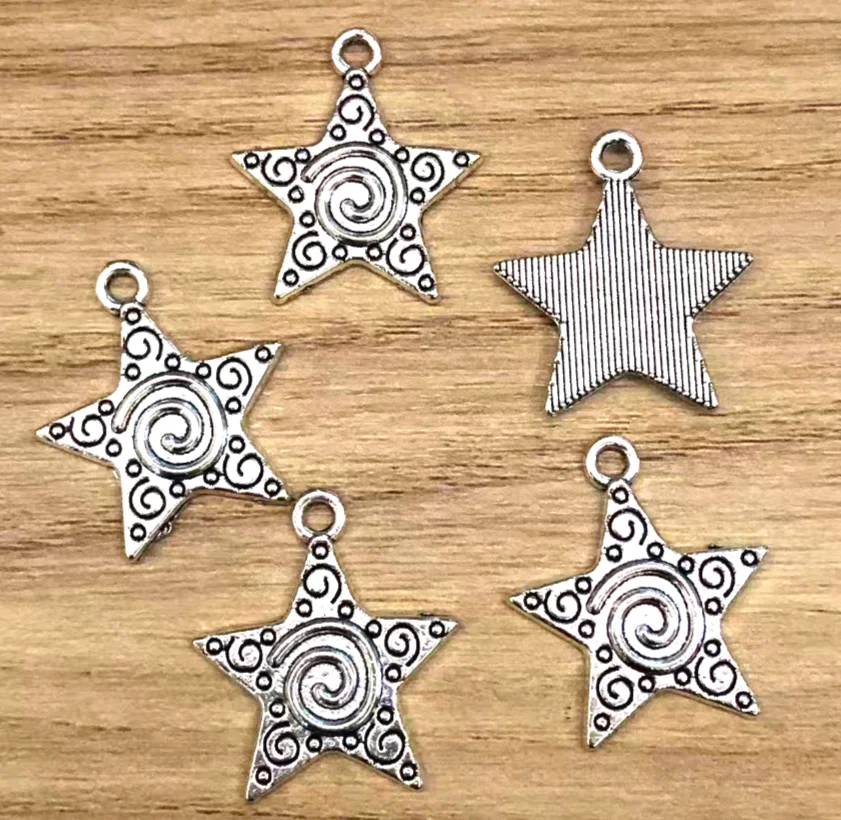 

20pcs 20*24mm Zinc Alloy metal star shaped charms for jewelry making HWZF0020