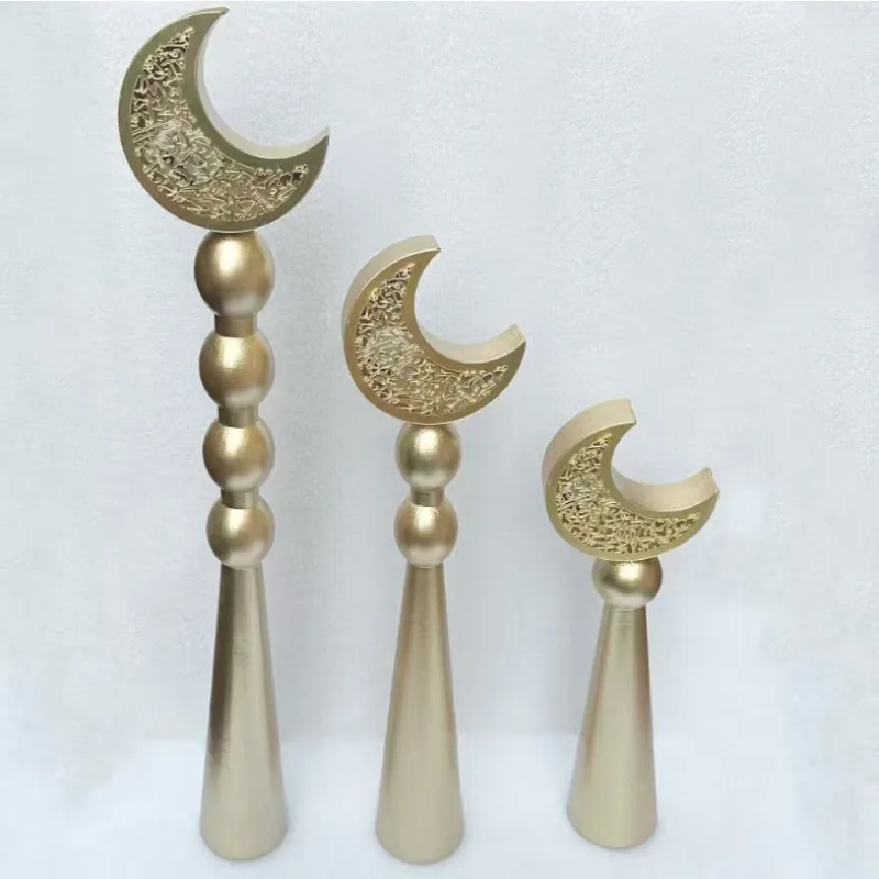 Arabic Wooden Moon Decor, Middle Eastern Ramadan Eid Festival Atmosphere Ornament for Party & Home