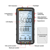 ANENG 681 Rechargable Digital Multimeter Non-Contact Voltage Tester AC/DC Voltage Meter LCD Screen Current Tester Black
