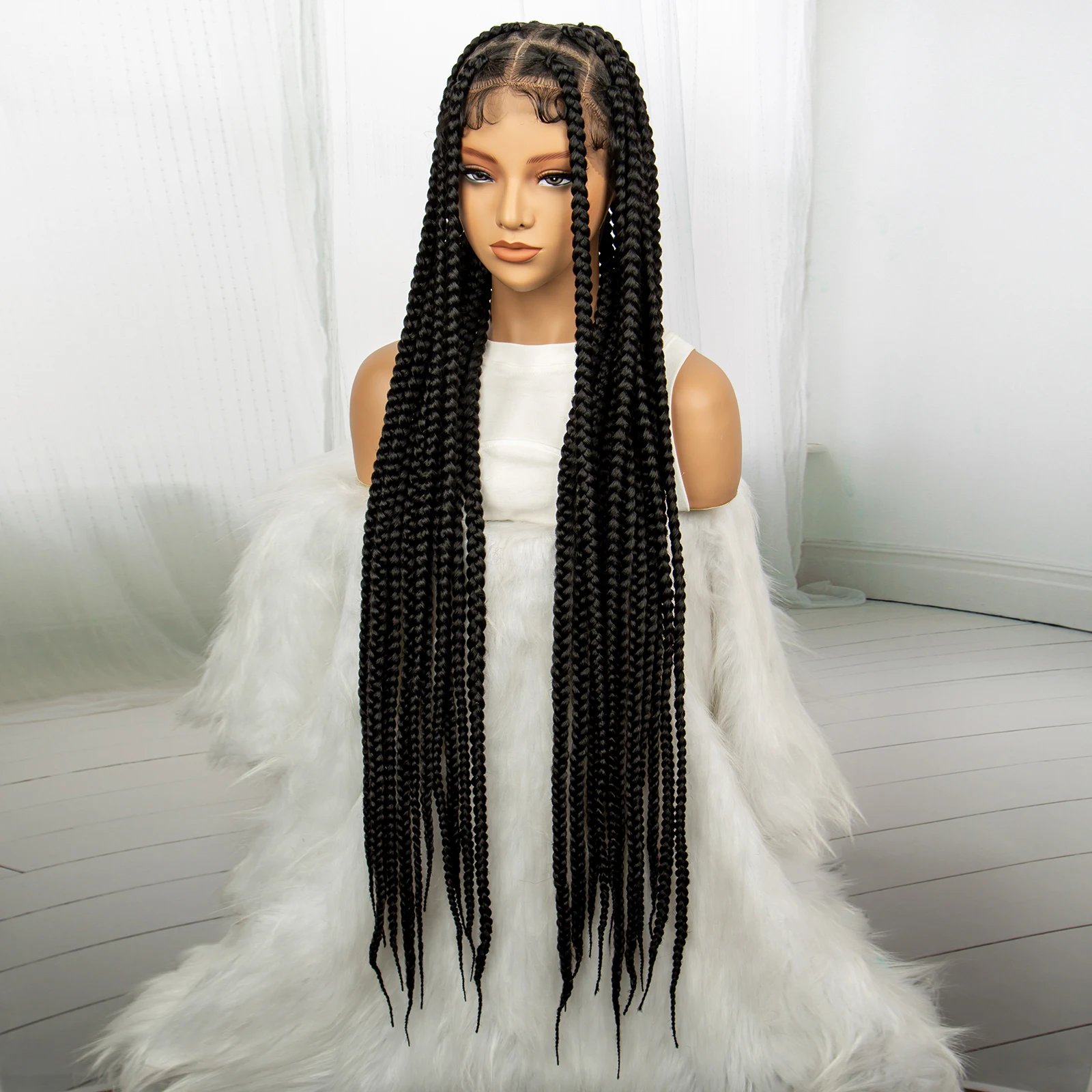 lace-wig-braided-wig-knotless-box-woven-wig-women's-34-inches-high-temperature-chemical-synthetic-fiber-wig-black-straight