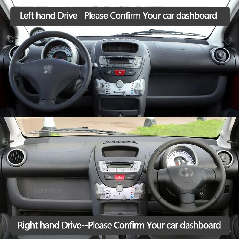 Do Peugeot 107 Toyota Aygo AB10 AB20 AB30 2005-2014 Pokrowiec na deskę rozdzielczą Mata dywanowa Poduszka przeciwsłoneczna Akcesoria samochodowe — zdjęcie 3