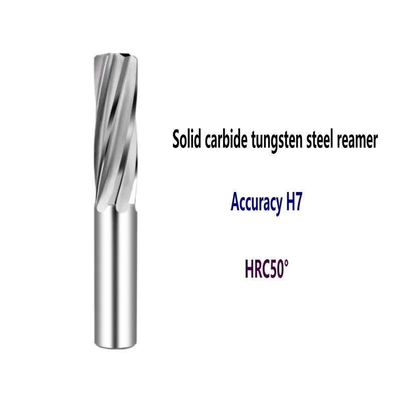 Solid Carbide Tungsten Steel Reamer Total Length 100 150 200mm Reaming Or Machining Holes Coated Aluminum Spiral Groove 4F 6FCNC