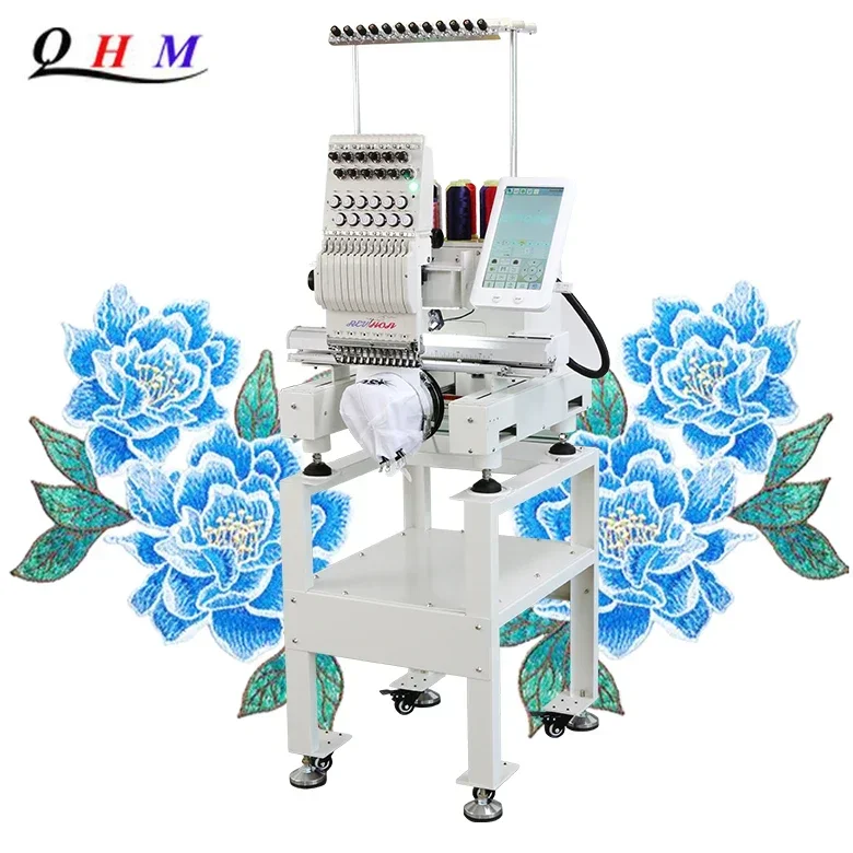 Automatic Digital  Freehand Hat Flat Logo Butterfly Sewing Mini Single Head Embroidery Machine with 9/12 Needles