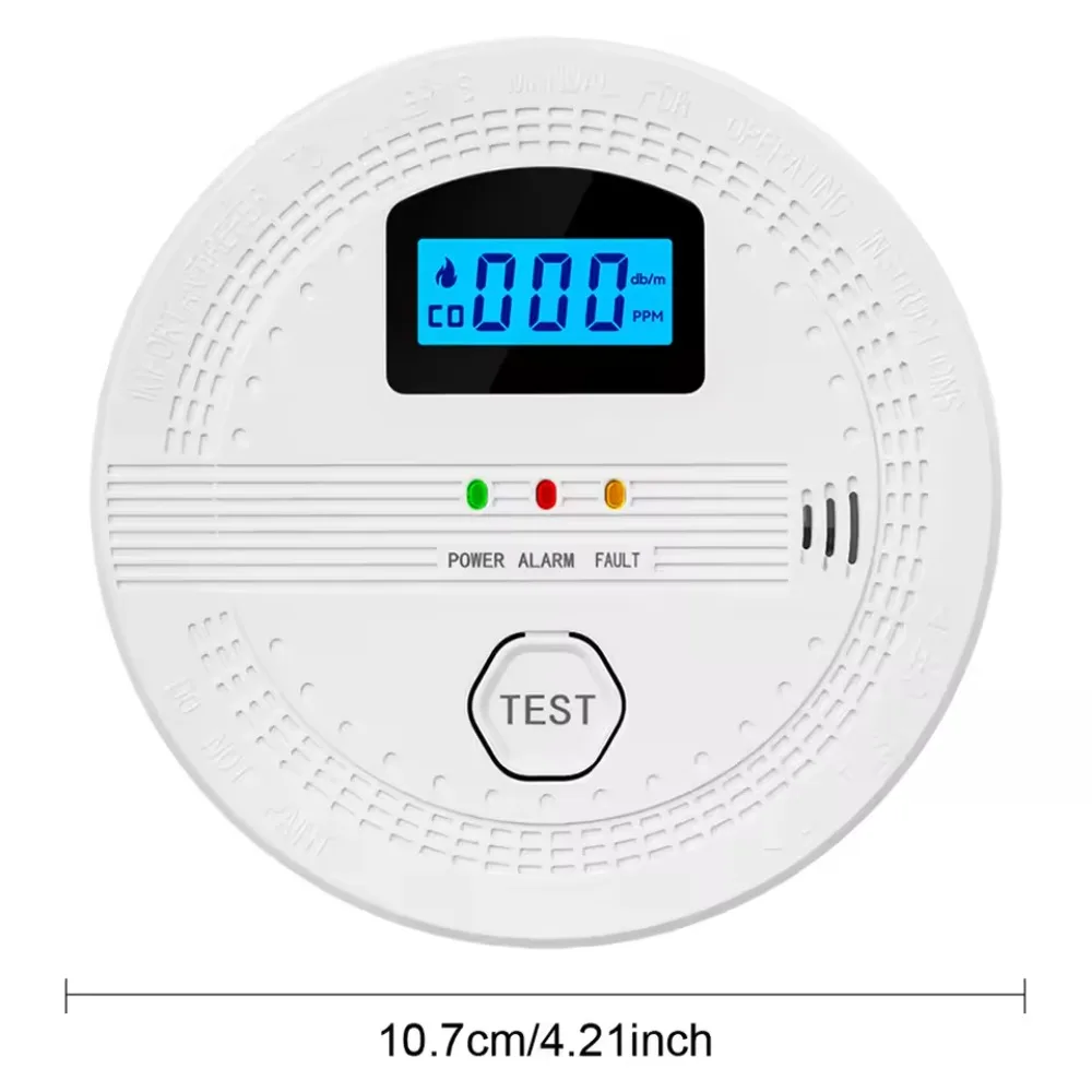 LCD Digital Display 2 in 1 CO Smoke Detector LED Indicator Audible Alarm CO Gas Monitor Alarm Battery Powered Smart