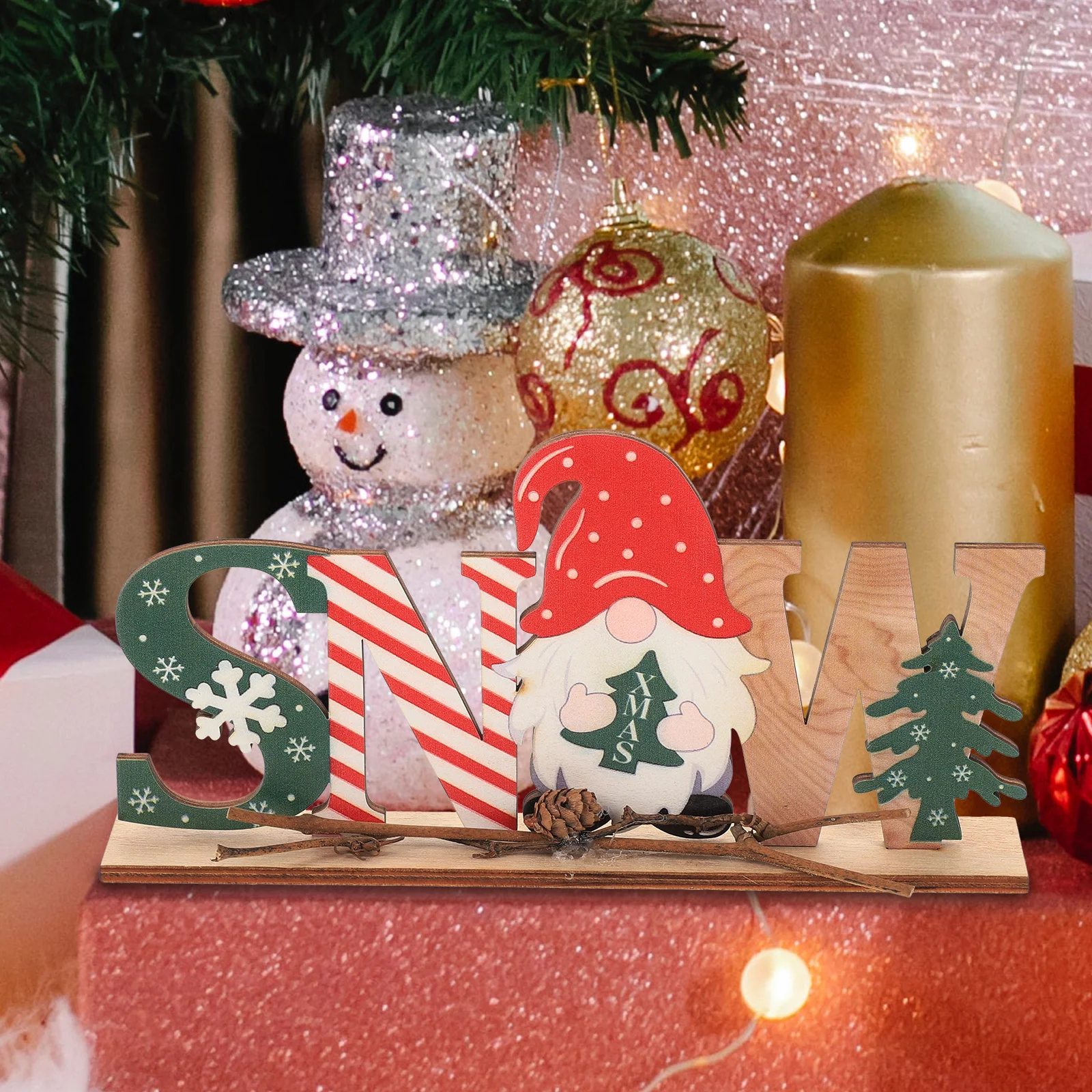 1 قطعة عيد الميلاد سطح المكتب الديكور حرف خشبية المنزل مكتب شرفة Diy بها بنفسك رسائل تزين زخرفة تخطيط الحفلات الزينة #4