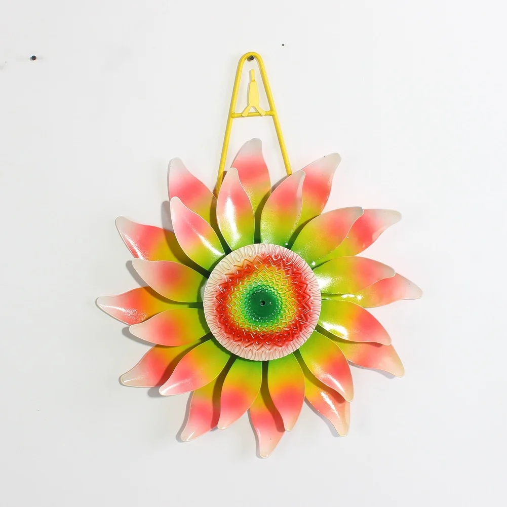 Welcome Sunflower Wind Spinner Made of Iron Vintage Outdoor Garden Decor for Lawn Patio Balcony Deck and Entryway Spaces