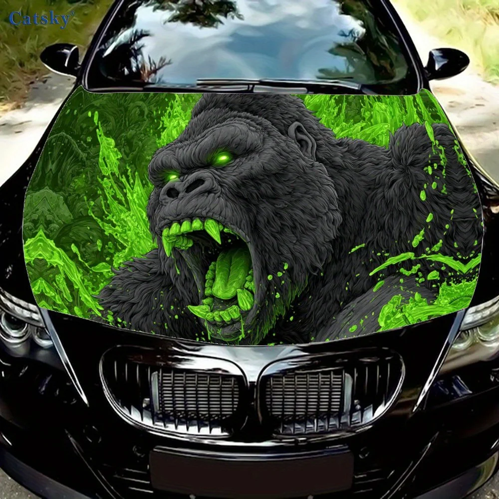 

Виниловая пленка для автомобиля Furious Green Flamed Giant Ape, водонепроницаемая наклейка на капот автомобиля из ПВХ, самоклеящиеся устойчивые к царапинам наклейки для Eng