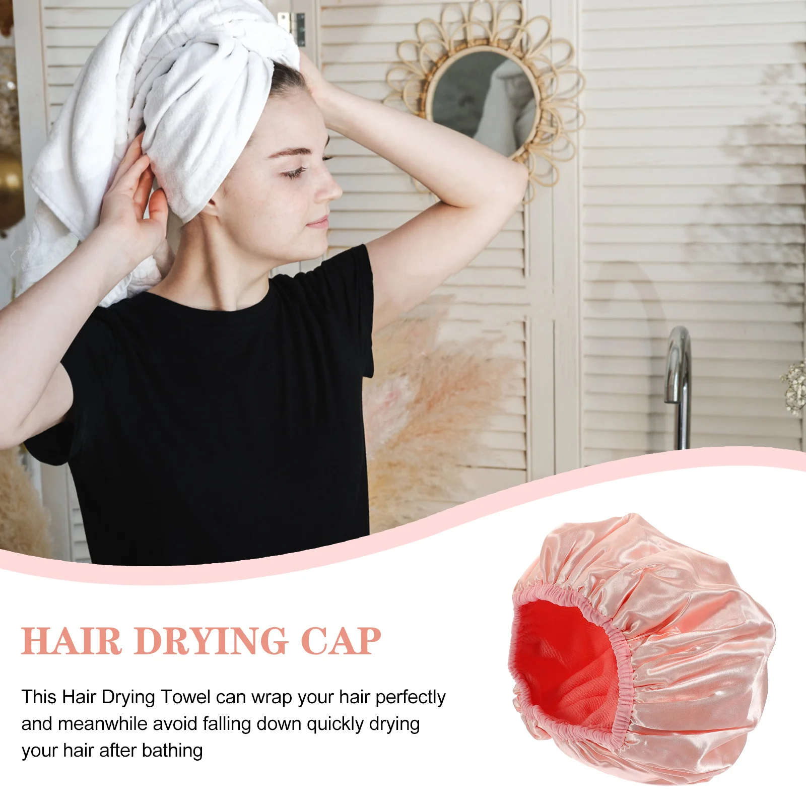 

Satin Peva Microfiber Shower Cap Multipurpose Hair Drying Cap Reusable Waterproof Bath Essentials for Women Womens Shower Caps
