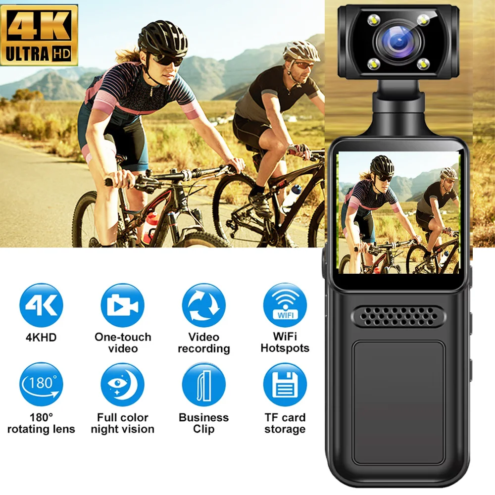 Mini HD Ultra 4K Acton Camera 180 Rotatable WiFi Lens Sports Camera Sports DV Handheld Night Vision DVR Miniature Camcorder