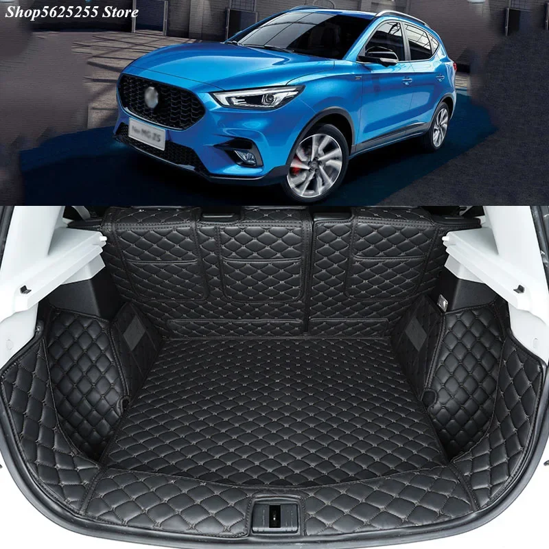 Car Trunk Mat for For MG ZS 2021 2020 2019 2018 Leather Durable Cargo Liner Carpets Waterproof Full Encirclement Pat