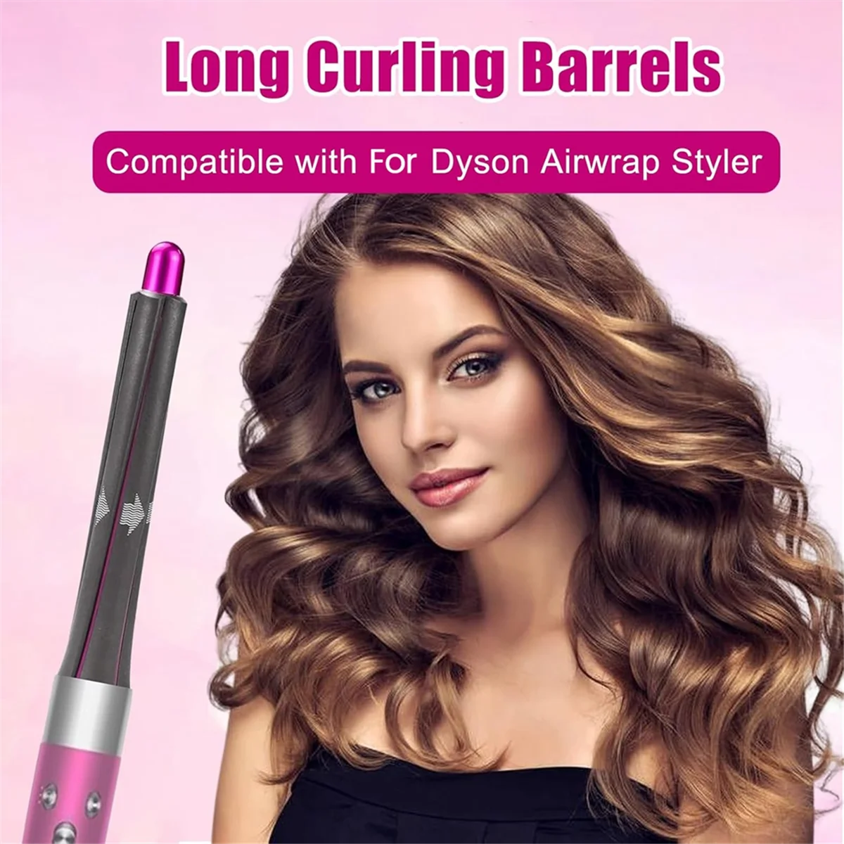 A16Z 20mm Long Curling Iron Barrels Attachment for Dyson Airwrap Styler HS05 HS01, Professional Volume and Shape Curler Tool