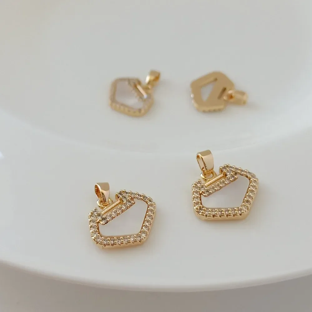 

14K Gold-plated, Zircon, Shell Patch, Ruyi Lock, Pendant, Earrings and Jewelry DIY Accessories