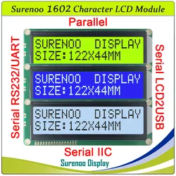 Display modulo LCD a caratteri più grandi seriale IIC / I2C / TWI 1602 162 16*2 giallo verde blu con retroilluminazione per Arduino