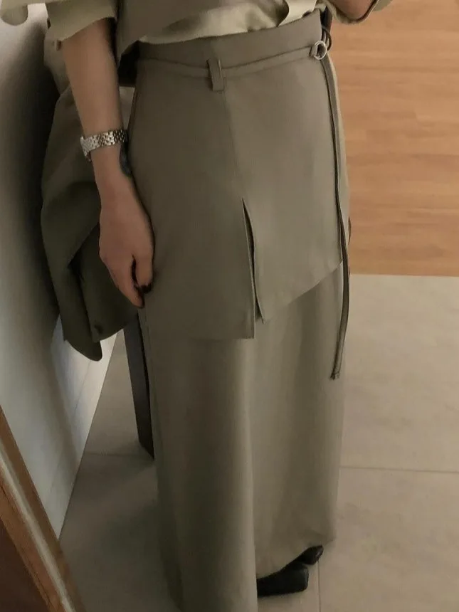 Atasan Rompi Tali Wanita Faion Musim Semi Rok Midi Desain Sabuk Pinggang Tinggi Set Dua Potong Pakaian Luar Dres Nyaman Kasual