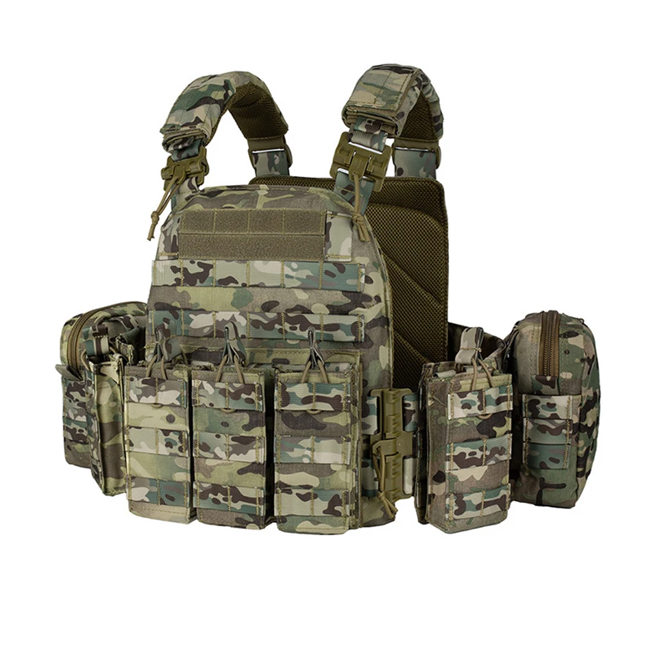YAKEDA Quick Release Tactical Vest Combat Protective Gear Multi-function Hunting MOLLE System Vest Training Clothes Chest Rig