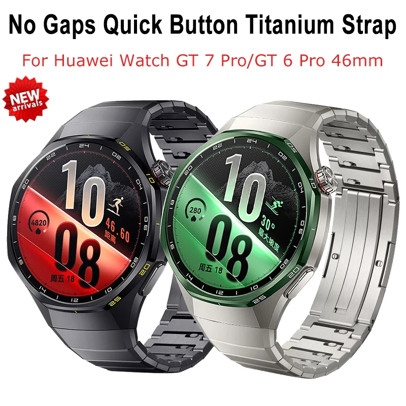 No Gaps Quick Button Titanium Strap for Huawei Watch GT 7 Pro 46mm Metal Band Bracelet for Huawei Watch GT 6 Pro 46mm Wristband