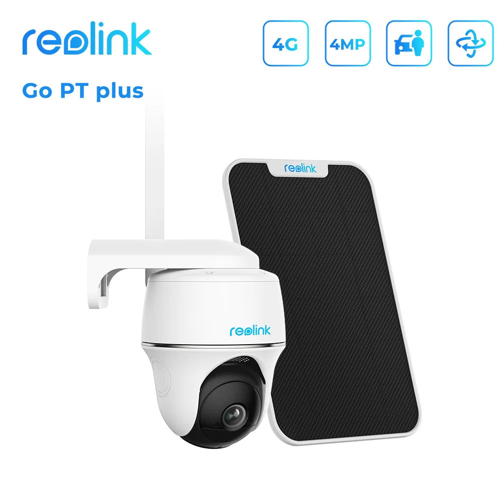 

Reolink GO PT Plus 4G LTE Battery IP Camera 4MP Solar Powered Pan Tilt PIR/Human/Car Detection 2-Way Audio Outdoor Cam SIM Card