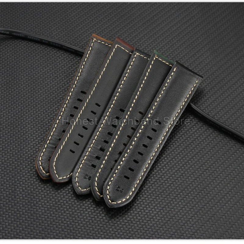 플랫 인터페이스 바늘 버클 Panerai Tissot Citizen Seiko Prospex 용 우아하고 잘 제작 된 정품 가죽 시계 액세서리