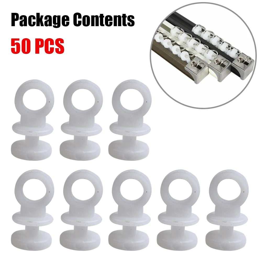 50pc Plastic Curtain Track Hooks Runner For Camper Van Motorhome Caravan Boat Replacement Curtain Track Gliders Runners